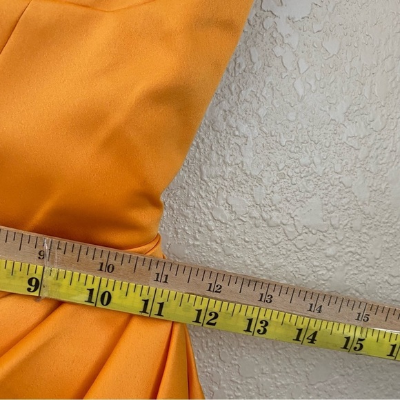House of CB Bianca Tangerine Satin Pleated Corset Midi Dress orange size XS NWOT - Picture 13 of 15